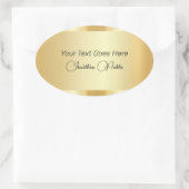 Typografie Script Sjabloon Trendy Faux Gold Ovale Sticker (Tas)