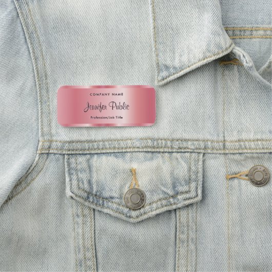 Typografie Script Tekst Sjabloon Elegant Roos Gold Naamplaatje (In situ)