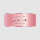 Typografie Script Tekst Sjabloon Elegant Roos Gold Naamplaatje (Voorkant)