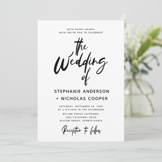 Typografie-scriptpenseelstreek Kaart (Staand voorkant)