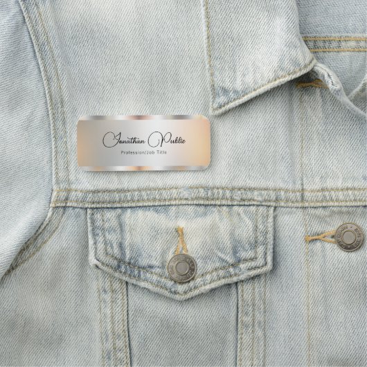 Typografie-scripttekst Silver Sjabloon Elegant Naamplaatje (In situ)