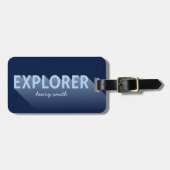 Typografie Shadow Modern Blue Explorer Bagagelabel (Voorkant horizontaal)