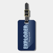 Typografie Shadow Modern Blue Explorer Bagagelabel (Voorkant verticaal)