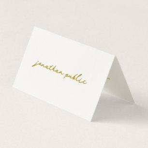 Typografie Signature Cream & Gold Folded Luxury Visitekaartje