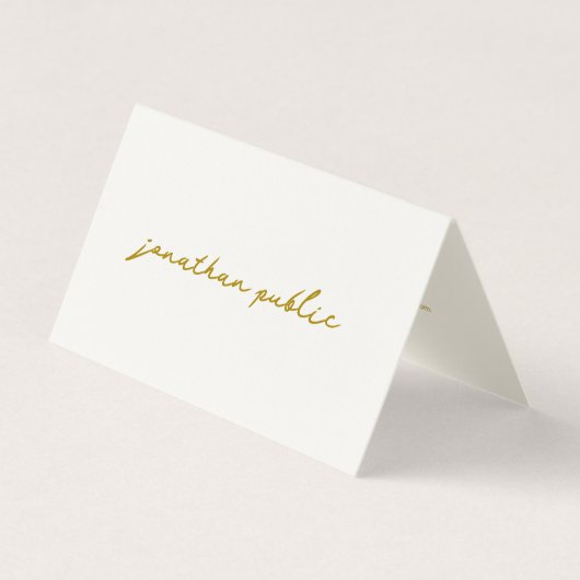 Typografie Signature Cream & Gold Folded Luxury Visitekaartje (Voorkant)
