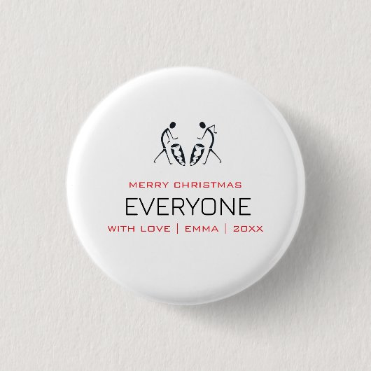 Typografie, Silhouette drummers Kerstmis Ronde Button 3,2 Cm (Voorkant)