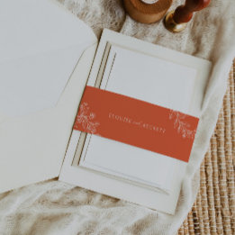 Typografie Sinaasappel Bloemen bruiloft Nodig Bell Uitnodigingen Wikkel