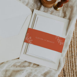 Typografie Sinaasappel Bloemen bruiloft Nodig Bell Uitnodigingen Wikkel