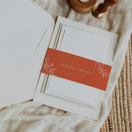 Typografie Sinaasappel Bloemen bruiloft Nodig Bell Uitnodigingen Wikkel