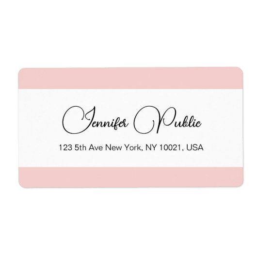 Typografie Sjabloon Blush Roze Witte Verzending Etiket (Voorkant)