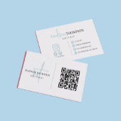 Typografie Sky Blue QR Code Monogrammed Script Visitekaartje