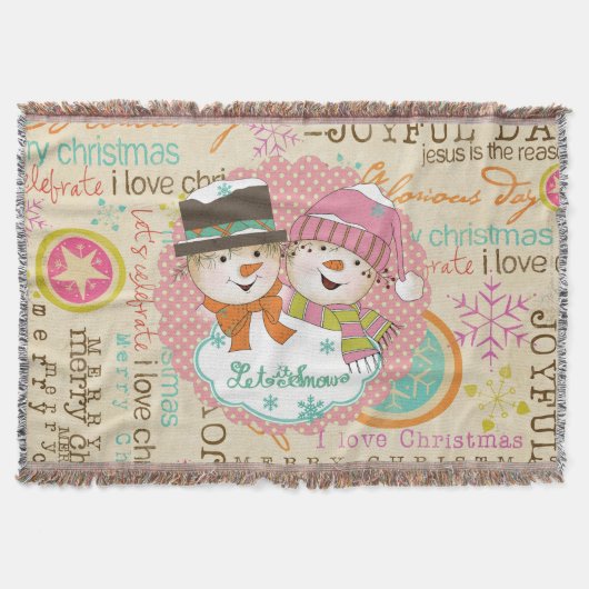 Typografie Snowmen laat de sneeuwvakantieperiode d Deken (Voorkant)