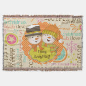 Typografie Snowmen Merry Everything Holiday Throw Deken (Voorkant)