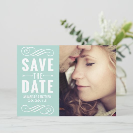  Typografie sparen de Aankondiging van de Datum (Staand voorkant)