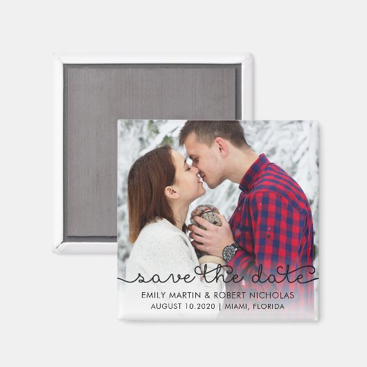 Typografie Sparen de DatumWedding Magnet (Voorkant / Achterkant)