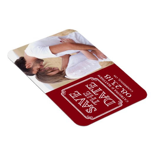  Typografie sparen de Magnet van de Datum | Rood Magneet (Rechterzijde)