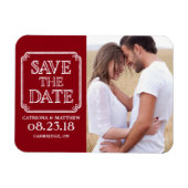  Typografie sparen de Magnet van de Datum | Rood Magneet (Horizontaal)