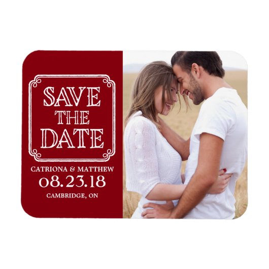  Typografie sparen de Magnet van de Datum | Rood Magneet (Horizontaal)