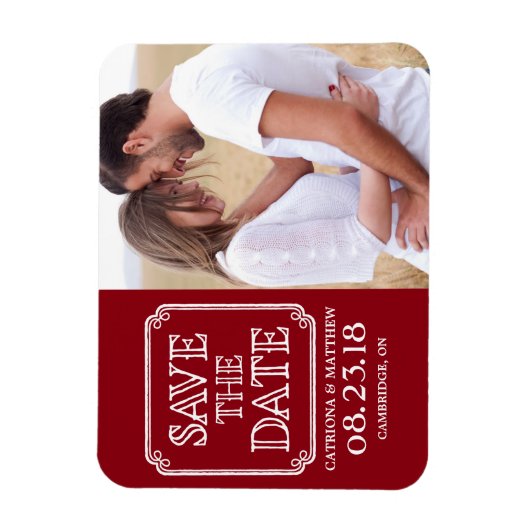  Typografie sparen de Magnet van de Datum | Rood Magneet (Verticaal)