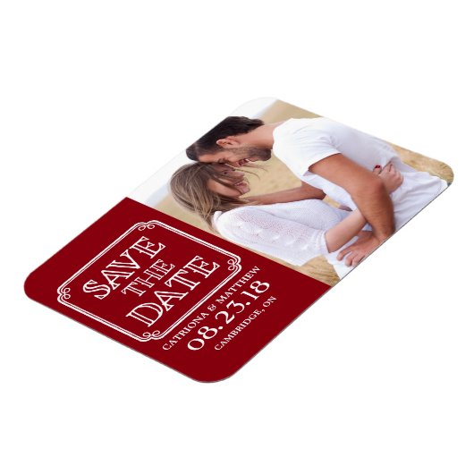  Typografie sparen de Magnet van de Datum | Rood Magneet (Linkerzijde)