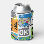 Typografie spel pixel: speelse achtergrond. blikjeskoeler (Blikje Voorkant)