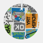 Typografie spel pixel: speelse achtergrond. glas ornament (Achterkant)