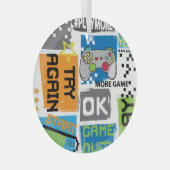 Typografie spel pixel: speelse achtergrond. glas ornament (Voorkant Rechts)