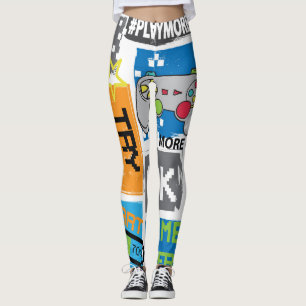 Typografie spel pixel: speelse achtergrond. leggings