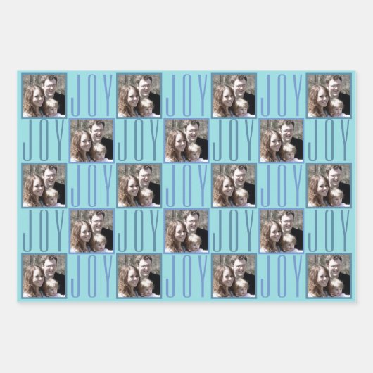 Typografie Square Photos Chic Icy Light Blue Inpakpapier Vel (Voorkant 2)