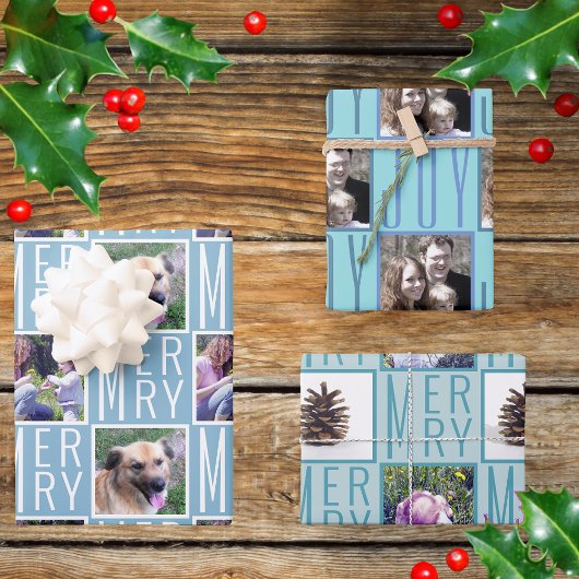 Typografie Square Photos Chic Icy Light Blue Inpakpapier Vel