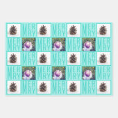 Typografie Square Photos Turquoise Cute Retro Inpakpapier Vel (Voorkant 3)