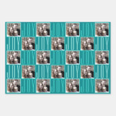 Typografie Square Photos Turquoise Cute Retro Inpakpapier Vel (Voorkant 2)