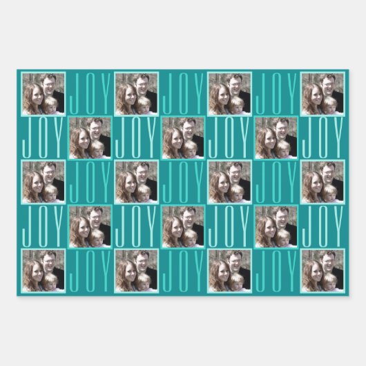 Typografie Square Photos Turquoise Cute Retro Inpakpapier Vel (Voorkant 2)