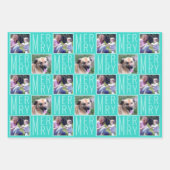 Typografie Square Photos Turquoise Cute Retro Inpakpapier Vel (Voorkant)