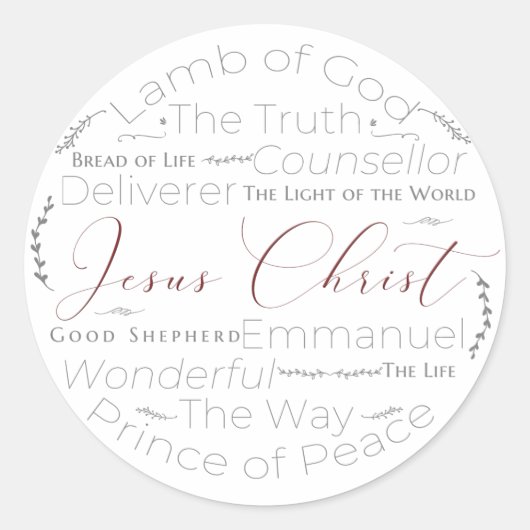 Typografie sticker met namen van Jezus Schrift (Voorkant)