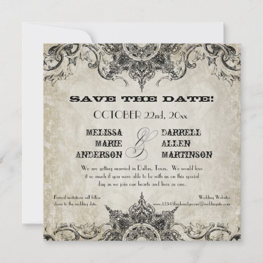 Typografie Stijl Graveurs Lettertypen Kronkelende  Save The Date (Voorkant)