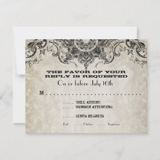 Typografie Stijlgravelettertypen Zwirlpleisters RSVP Kaartje (Voorkant)