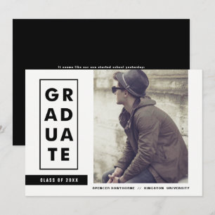Typografie strepen foto afstudeerfeest kaart