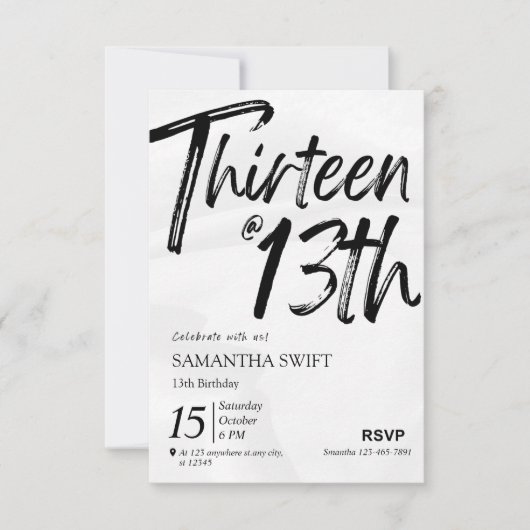 Typografie Sweet 13 verjaardagsuitnodigingen Kaart (Voorkant)
