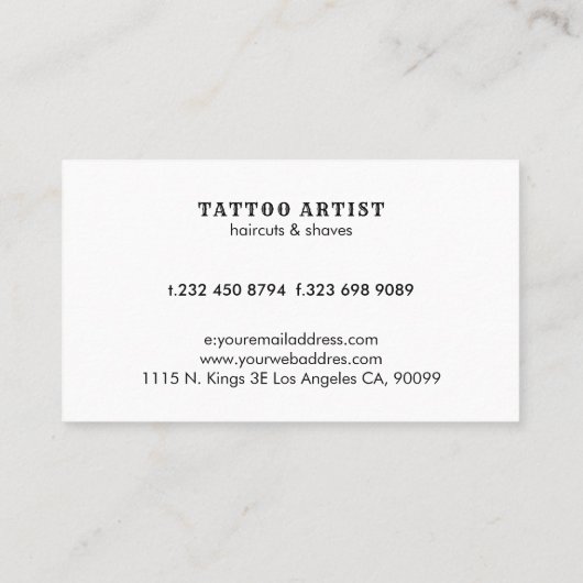  Typografie Tattoo Studio Visitekaartje (Achterkant)