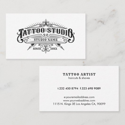  Typografie Tattoo Studio Visitekaartje (Voorkant / Achterkant)