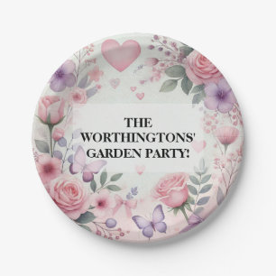 Typografie tekst bloemenharten romantische waterve papieren bordje