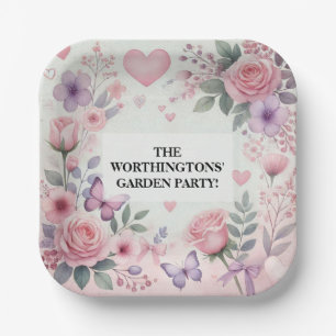 Typografie tekst bloemenharten romantische waterve papieren bordje