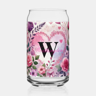 Typografie tekst bloemhart romantisch aquarel blikvorm glas