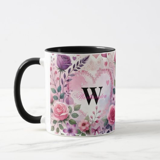 Typografie tekst bloemhart romantisch aquarel mok (Links)