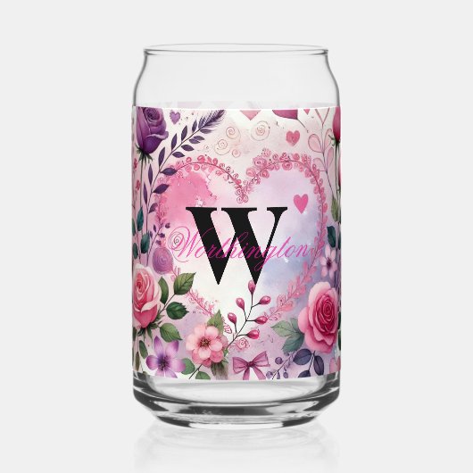 Typografie tekst bloemhart romantisch waterverf blikvorm glas (Voorkant)
