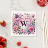 Typografie tekst bloemhart romantisch waterverf  servet (Insitu)