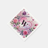 Typografie tekst bloemhart romantisch waterverf  servet (Hoek)
