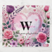 Typografie tekst bloemhart romantisch waterverf sparkling wijnetiket (Enkel label)