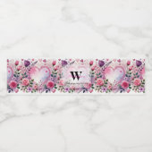 Typografie tekst bloemhart romantisch waterverf waterfles etiket (Enkel label)